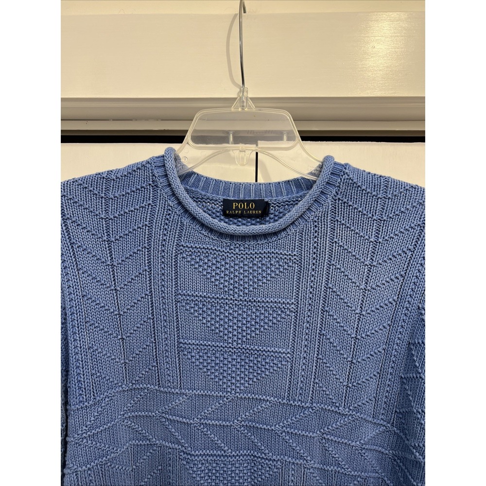 Polo Ralph Lauren BLUE Cable Knit Pullover Sweater Women's‎ Sz S, Cotton - Picture 2 of 9